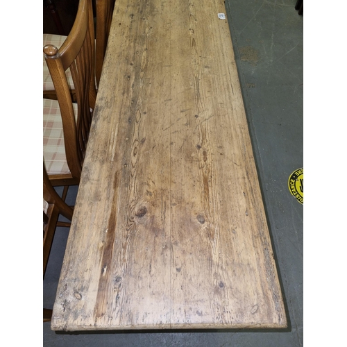 133 - Antique stripped pine dresser base with 3 drawers over 2 cupboards