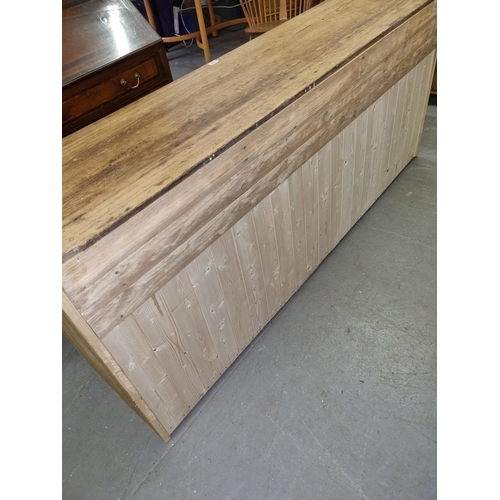 133 - Antique stripped pine dresser base with 3 drawers over 2 cupboards