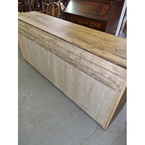 133 - Antique stripped pine dresser base with 3 drawers over 2 cupboards