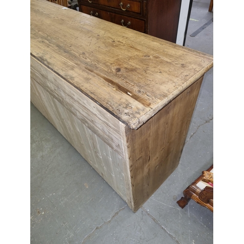 133 - Antique stripped pine dresser base with 3 drawers over 2 cupboards