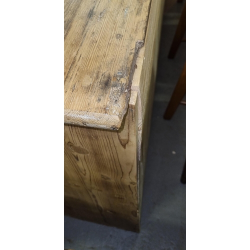 133 - Antique stripped pine dresser base with 3 drawers over 2 cupboards