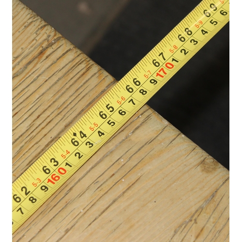 10 - A large antique pine country farmhouse kitchen table with drawer, approx 170cm x 87cm