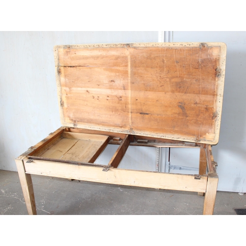 10 - A large antique pine country farmhouse kitchen table with drawer, approx 170cm x 87cm