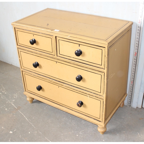 11 - An antique painted pine 2/2 chest of drawers