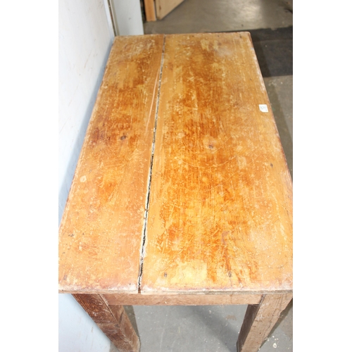 13 - A rustic scumble painted pine table, approx 115cm x 60cm