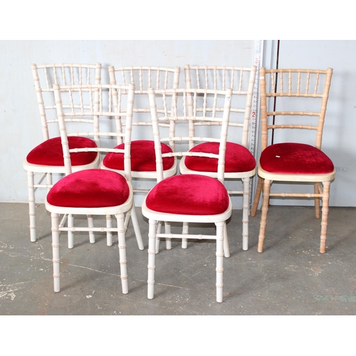 17 - A set of 6 antique style painted faux bamboo chairs