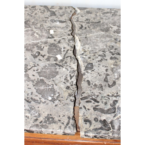 24 - An antique 4 drawer mahogany chest of drawers with grey marble top. likely French