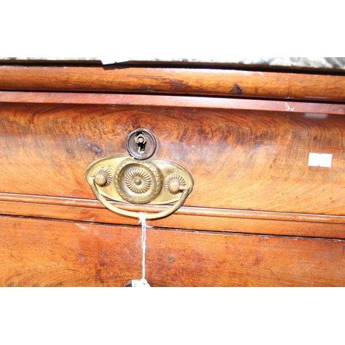 24 - An antique 4 drawer mahogany chest of drawers with grey marble top. likely French