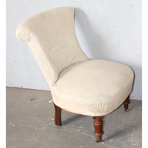 35 - 3 antique low chairs, 2 with button backs