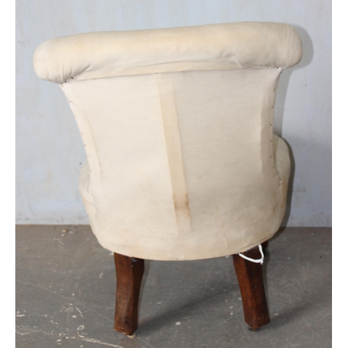 35 - 3 antique low chairs, 2 with button backs