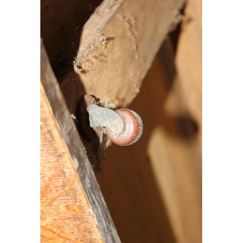 37 - A small vintage oak cupboard with one long drawer, approx 107cm wide