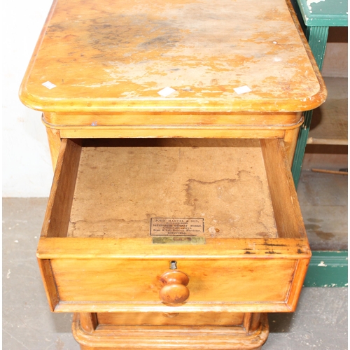 40 - Antique green painted pot cupboard and another cabinet with 3 drawers