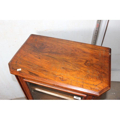 45 - Antique mahogany display cabinet with Sheraton style stringing