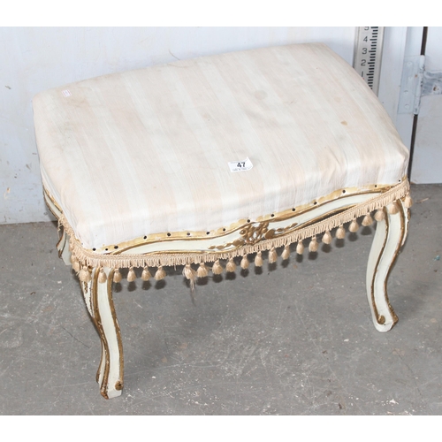47 - A French style painted wooden and gilt stool