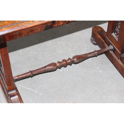 7 - A 19th century rosewood library table table with gilt tooled leather insert, the base with turned st... 