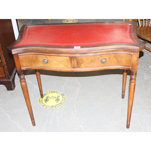 127 - 2 drawer leather topped twist top tea table