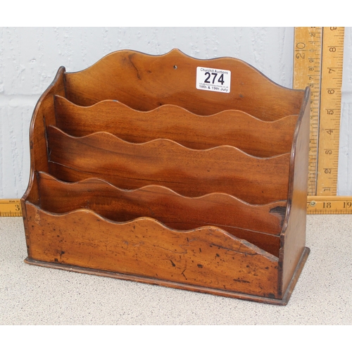 274A - A vintage wooden letter rack, likely late 19th century