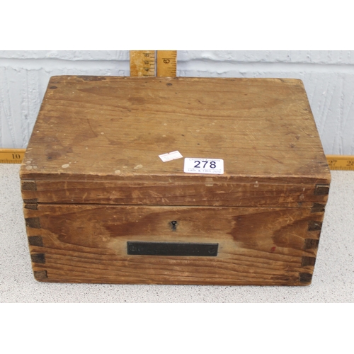 278A - 3 antique and vintage wooden boxes to inc a cigar box