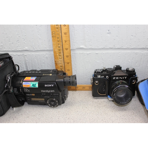 717 - Zenit 12XP camera and other camera parts and accessories etc