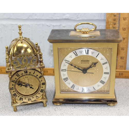 1409A - 4 assorted clocks to inc a small brass cased lantern clock