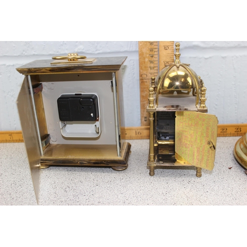 1409A - 4 assorted clocks to inc a small brass cased lantern clock