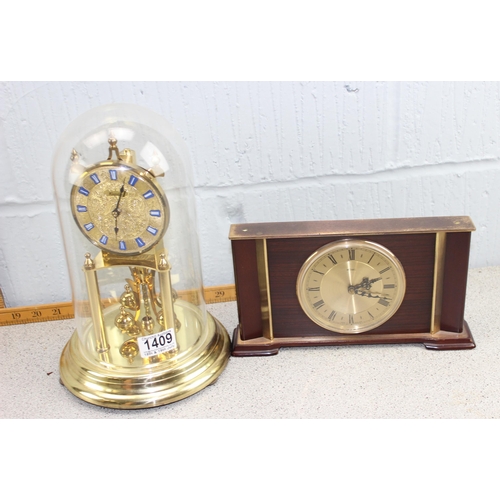 1409A - 4 assorted clocks to inc a small brass cased lantern clock