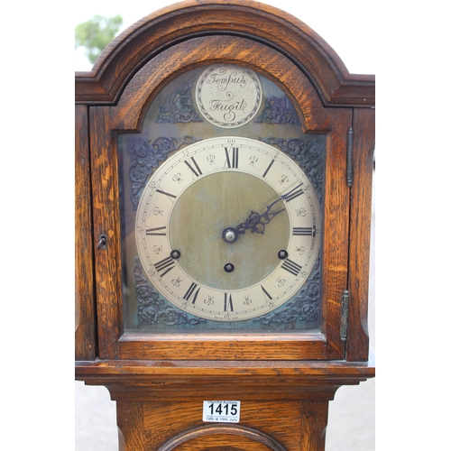 1415A - Vintage oak cased Tempus Fugit longcase clock with mechanical movement