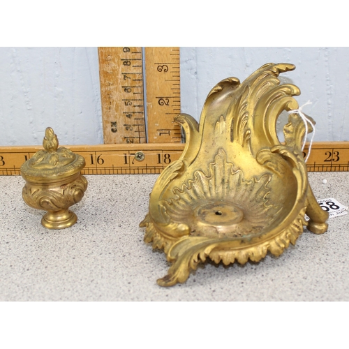 1658A - An antique French Ormolu or gilt bronze inkwell, likely 19th century