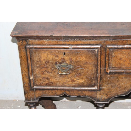 5 - A late 17th or early 18th century walnut sideboard (missing dresser on top), with three drawers appr... 