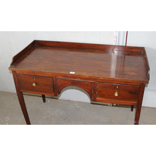 6 - A 19th century yew-wood and mahogany sideboard, with galleried top, two frieze drawers, 3’11” wide