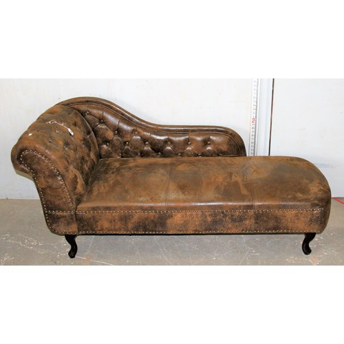 20 - A 20th century Chesterfield button backed leather or leatherette covered chaise longue