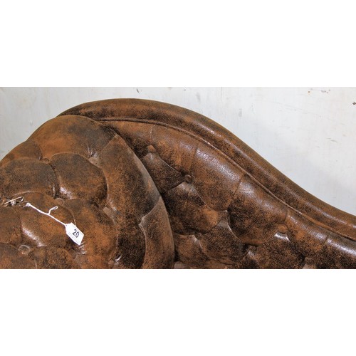 20 - A 20th century Chesterfield button backed leather or leatherette covered chaise longue