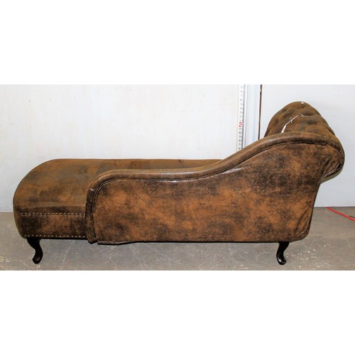 20 - A 20th century Chesterfield button backed leather or leatherette covered chaise longue