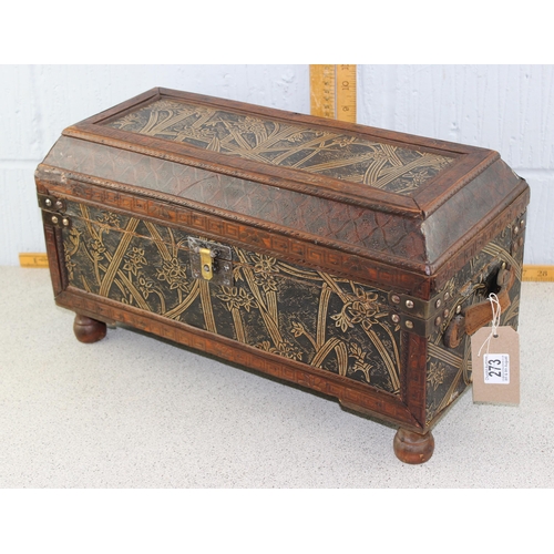 273 - Vintage style wooden and leather casket