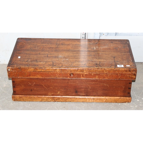 43 - A vintage wooden tool box, believed to be Mahogany