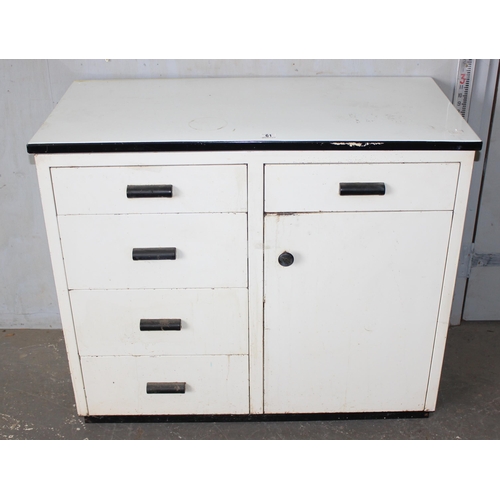 61 - A vintage enamelled metal kitchen unit, 5 drawers & a cupboard by Culbinet