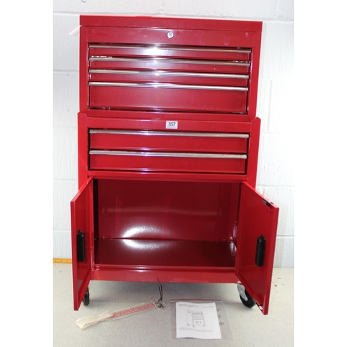 857 - Red engineers tool box, with original packaging, never used