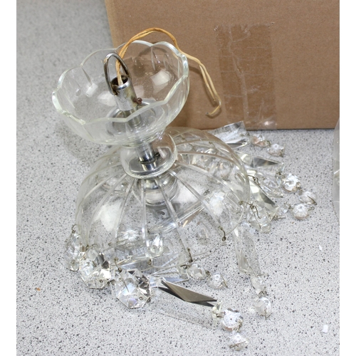 268A - Qty of assorted hanging lamps, some new in boxes, vintage crystal hanging drops lamp