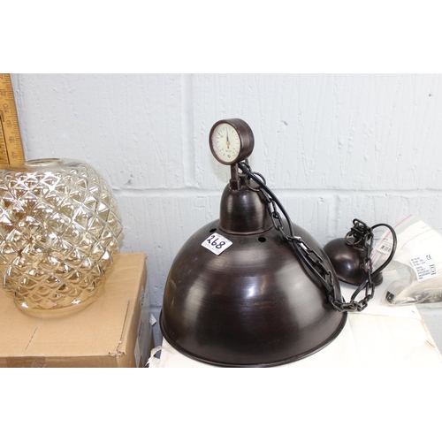 268A - Qty of assorted hanging lamps, some new in boxes, vintage crystal hanging drops lamp