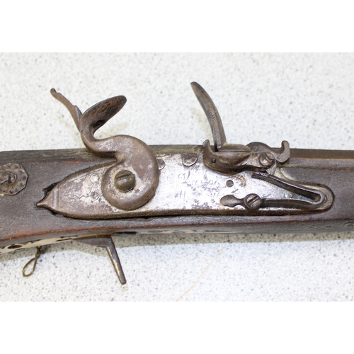 1001 - A 19th century North African flintlock musket known as a Moukahla or a Kabyle musket, possibly Moroc... 