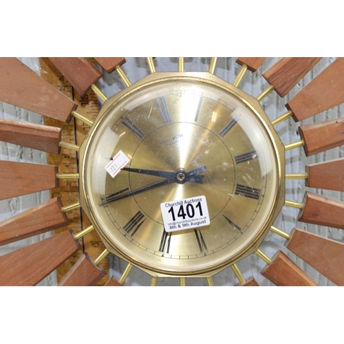 1401 - A retro Anstey Wilson sunburst wall clock