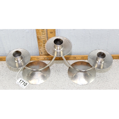 1710 - Lakeland Rural Industries Borrowdale stainless steel 3 branch candelabra