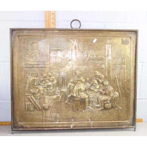 1724 - Brass covered coal box, 2 similar matching magazine racks, vintage suitcase etc (5)