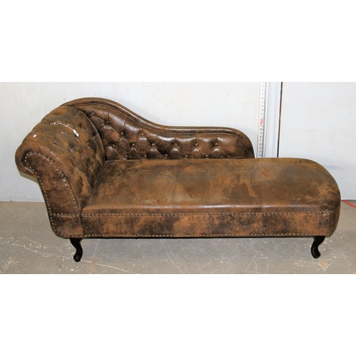 20 - A 20th century Chesterfield button backed leather or leatherette covered chaise longue