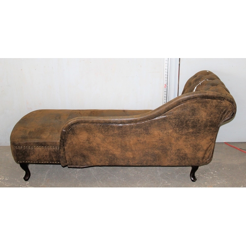 20 - A 20th century Chesterfield button backed leather or leatherette covered chaise longue