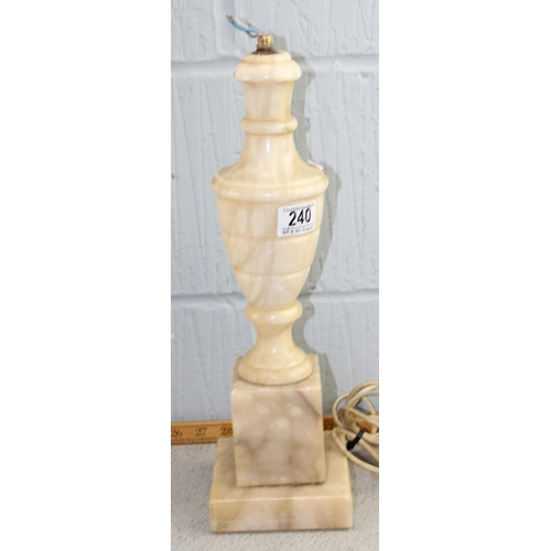 240 - A turned marble column lamp and a Beckwith pottery table lamp (2)