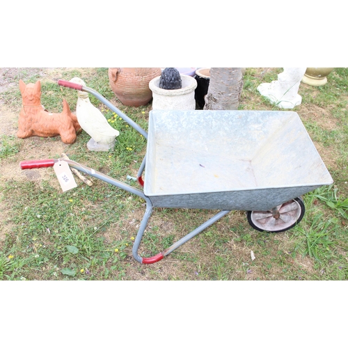 326 - Galvanised garden wheel barrow, small