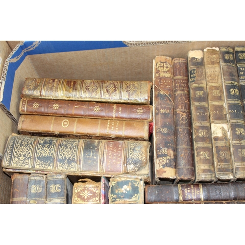 554 - A large qty of assorted leather bound books, mainly 19th century