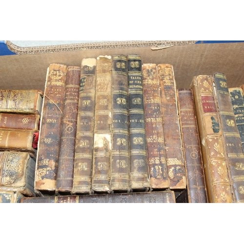 554 - A large qty of assorted leather bound books, mainly 19th century