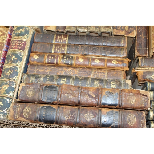 554 - A large qty of assorted leather bound books, mainly 19th century